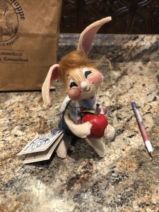 Vintage Annalee 7 Inch Country Boy Bunny With Apple Figurine