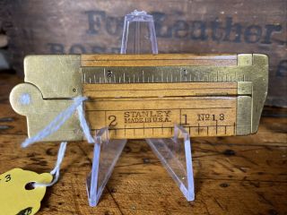 S11 Antique Stanley Rare Folding Rule Wood Ruler No.  13 Type 3 1884 - 1930