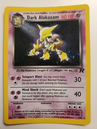 Dark Alakazam 1/82 - Team Rocket Set Holo Rare Foil Vintage Pokemon Card Played