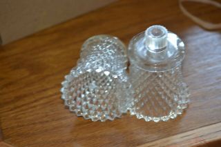 Set Of 2 Vintage Home Interior Clear Diamond Cut Glass Candle Votive Holder Cups