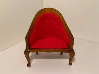 Vintage Dollhouse Miniatures Victorian Red Chair 81