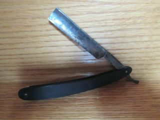 Vintage Antique Straight Razor Marked Made In U.  S.  A.  Black Handle
