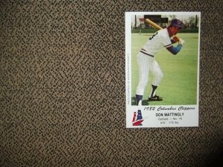 1982 Police Columbus Clippers Don Mattingly Minor League Pre - Rookie Rare