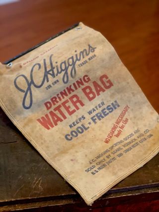 1950’s Jc Higgins 2 Gallon Canvas Drinking Bag Vintage.  Often By Military