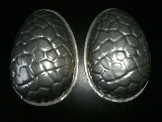 Vintage Metal Chocolate Mould/mold - 2 Half Tortoiseshell Egg Molds,  14cms.
