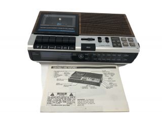 Vintage Ge Fm/am Clock Radio Cassette Recorder Model 7 - 4956b