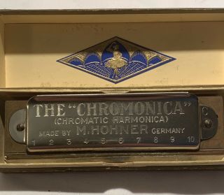 Vintage Hohner Chromonica Pre - War Model 260 In C W/case Vg Harp - (1920’s) Antique