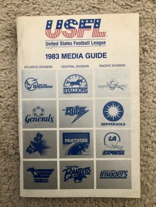 Rare 1983 Usfl Football Media Guide United States Football League 1st Year Vtg