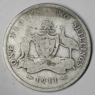 1911l Kgv Australia Florin (92.  5 Silver) - Rare Coin (hk1.  29)