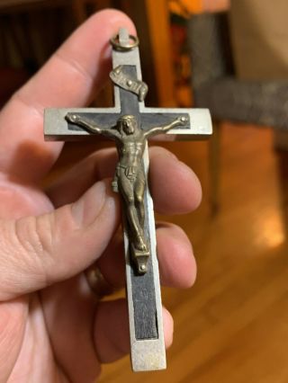 Large Antique 1930s 1940s Priest Or Nun’s Pectoral Crucifix Cross W/o Skull