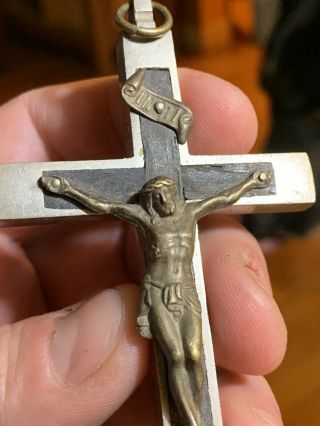 Large Antique 1930s 1940s Priest Or Nun’s Pectoral Crucifix Cross W/O Skull 2
