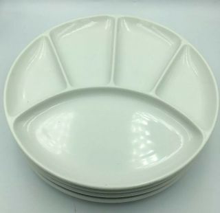 Vintage Mid Century Modern Divided Appetizer Sushi Dinner Plates White Ceramic 4