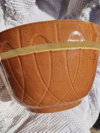 Antique Orange Salt Glaze Stoneware Crock Mixing Bowl 10 - 1/4 "