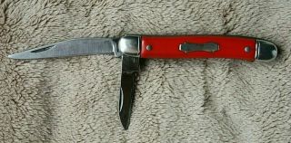 Vintage 2 Blade Colonial Prov Usa Pocket Knife Rare Red Cellulite Handles.  1964
