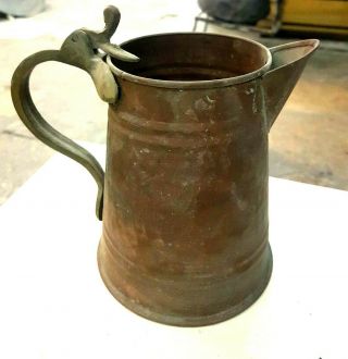 Old Antique Vintage Copper Tankard Handmade Tall Mug Sturdy Handle