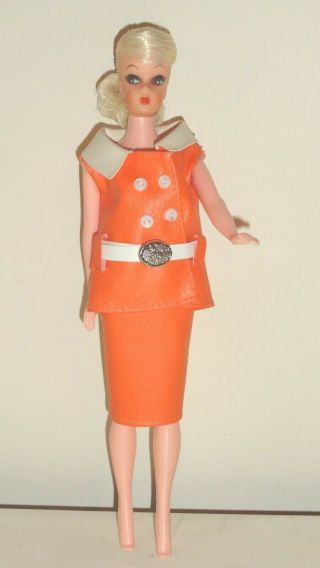 Vintage Barbie Clone Maddie Mod Shillman Orange Pleather Skirt & Vest No Doll