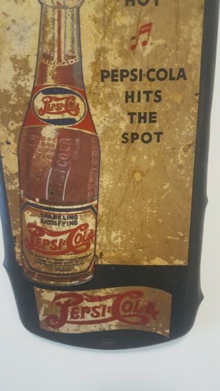 OLD RARE EARLY PEPSI COLA DOUBLE DOT STRAW GIRL METAL THERMOMETER 27 