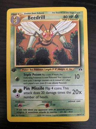 1st Edition Beedrill 18/75 Neo Discovery Rare Pokemon Card