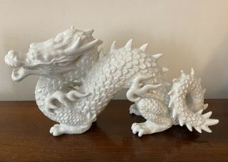 Rare Fitz And Floyd White Porcelain Dragon Sculpture Figurine F22/32 Chinese 11”