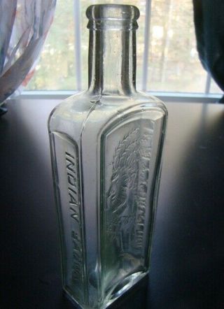 Antique Light Green Healy & Bigelow Indian Sagwa Pictorial Medicine Bottle