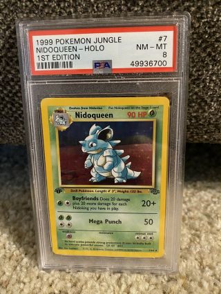 1999 Pokemon Jungle Nidoqueen 1st Edition Holo 7/64 Psa 8 Nm - Mt
