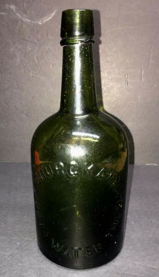 Antique Gettysburg Katalysine Mineral Water Bottle - Deep Green - Rare - Excel.