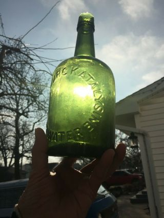 Antique Gettysburg Katalysine Mineral Water Bottle - Deep Green - Rare - Excel. 2