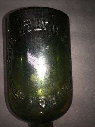 Antique Gettysburg Katalysine Mineral Water Bottle - Deep Green - Rare - Excel. 3