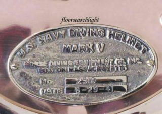 U.  S.  Navy Diving Divers Helmet Mark V Name Plate Solid Brass Handmade Style Gift