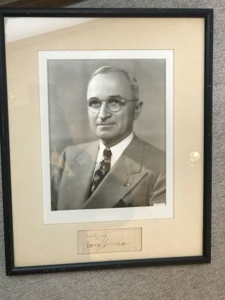 Rare 1940/50’s Signed Autograph (clipped) W/ Photograph President Harry Truman