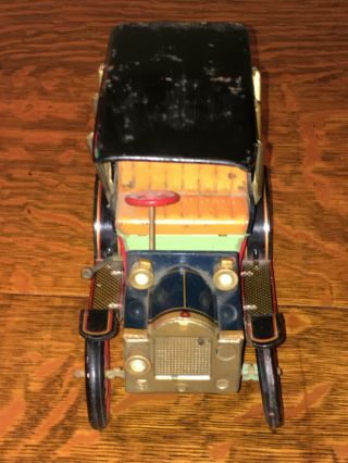 MODERN TOYS BRAND - JAPAN Vintage 50 ' s Lever Action Wind Up Tin Antique Car 3