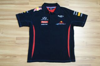 Official Red Bull F1 Racing Team Polo T - Shirt Size Mens Medium Black Color Rare