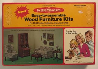 Vintage Realife Miniatures Mcm Living Room Wood Doll House Furniture Kit No.  189
