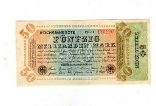 Xxx - Rare 50 Billion Mark Weimar Inflation Banknote 1923 Very Fine Con