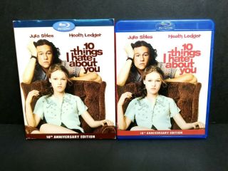 10 Things I Hate About You (blu - Ray 2010) W/ Oop Rare Slipcover 10th Anniversary