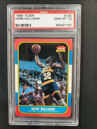 1986 Fleer Basketball 125 Herb Williams Psa 10 Gem Setbreak " Rare "