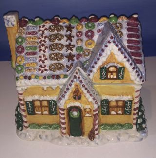 Rare Chef Claus Gingerbread House Cookie Jar By Pipka