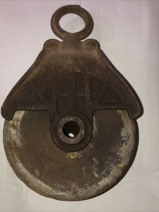 Antique Myers - O.  K.  H - 310 Trolley Cast Iron & Wood Pulley Vintage Usa