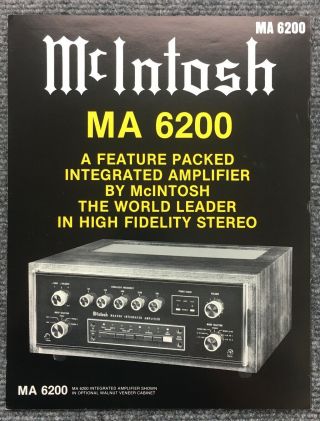 Vintage Mcintosh Ma6200 Ma - 6200 Sales Brochure - Rare