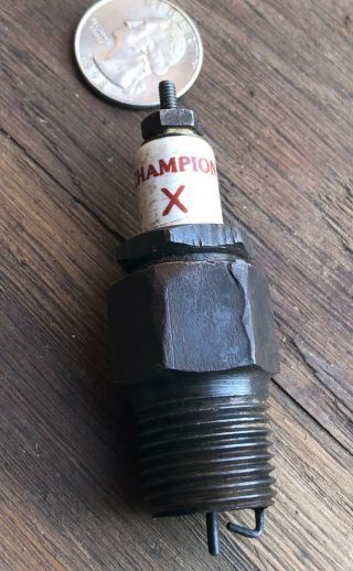 Antique Early Champion X Spark Plug Ford Model T 1/2 " Pipe