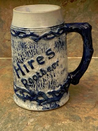 Rare Hires Root Beer Blue - Gray Salt Glazed Mug 1890 
