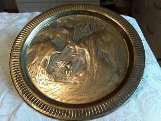 Vintage Metal/ Copper Plate Camels And Palm Trees Bought In 1979 Tunisia.
