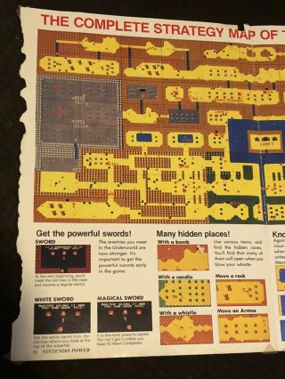 The Legend of Zelda Nintendo Power Second Quest Over world Map RARE HTF 2