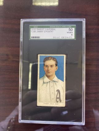1910 T206 Sweet Caporal Tobacco Baseball Card Jimmy Dygert Sgc 50.  Rare Bv$200