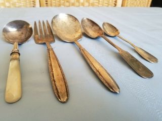 Antiq.  National Silver Sterling Silver Serving Spoon,  Fork,  Ladle,  And More 5pc