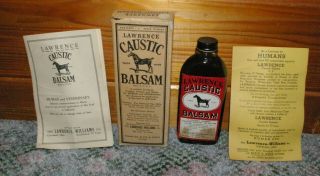 Vintage Lawrence Caustic Balsam Nos Store Stock Glass Bottle Cleveland Ohio