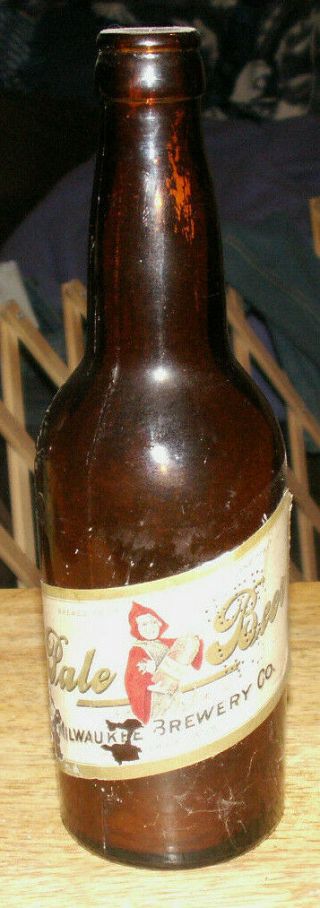 Rare Milwaukee Brewery Co Milwaukee Wi Pale Beer Paper Labeled Embossed Bottle