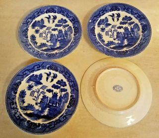 Set Of 4 Antique Ys Blue Willow Bread Plates Made In Japan 6 " Diameter