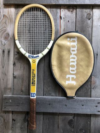 Vintage Wilson Billie Jean King Volley Tennis Racquet - Rare Hawaii Cover