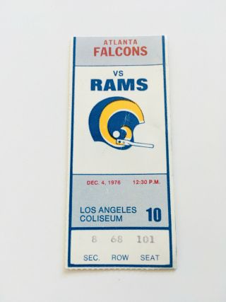 Rare Vintage 1976 Atlanta Falcons Vs Rams Football Game Ticket Stub